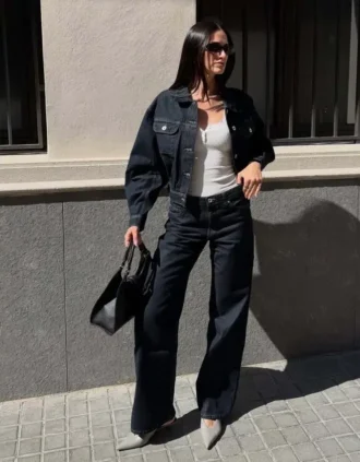 Kort denimjack met balloneffect – Jassen en trenchcoats