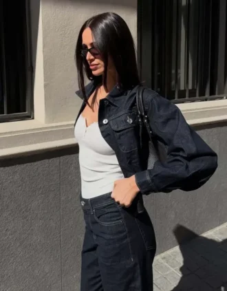 Kort denimjack met balloneffect – Jassen en trenchcoats