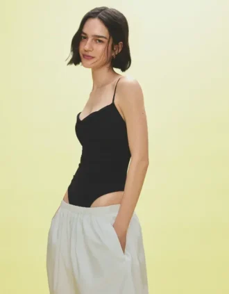 Bodysuit met bandjes en drapering