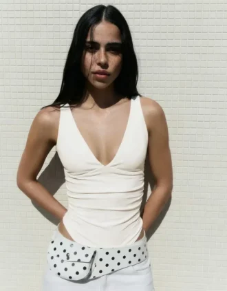 Bodysuit met bandjes en plooien