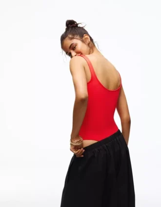 Bodysuit met bandjes en vierkante hals