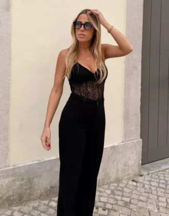 Bodysuit met kanten bandjes