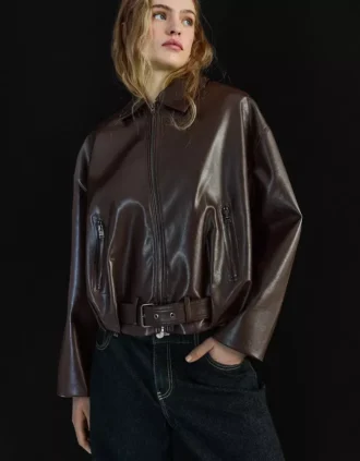 Bomberjack van Faux Leather met riemen – Jassen en trenchcoats