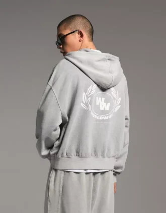 Boxy fit sweatshirt met rits en print – Sweatshirts en hoodies