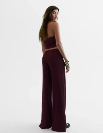 Broek met Wide Leg pijpen en elastische tailleband