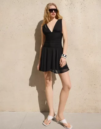 Chiffon mini-jurk met volants