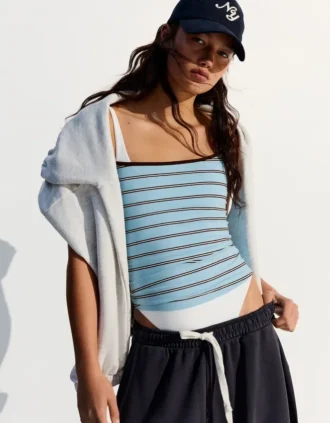 Contrast gestreepte top met bandjes – Combo Wins %