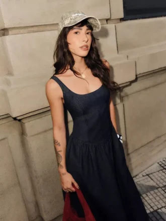 Denim midi-jurk
