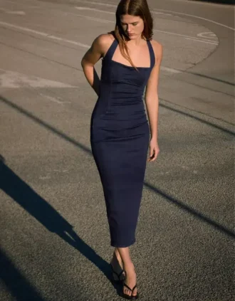 Denim midijurk – Jurken en jumpsuits