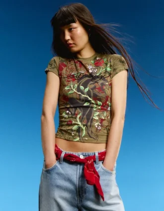 Ed Hardy X Bershka T-shirt met korte mouwen en print