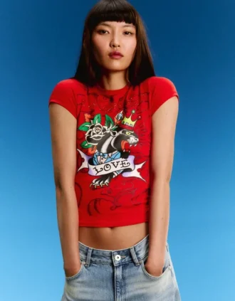Ed Hardy X Bershka T-shirt met korte mouwen en print