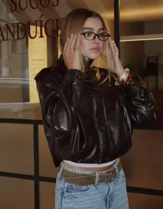 Faux Leather geplooid jasje