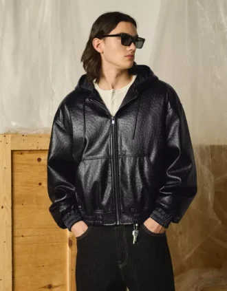 Faux Leather jas met capuchon – Jassen