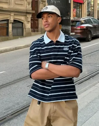Geborduurd gestreept poloshirt met korte mouwen