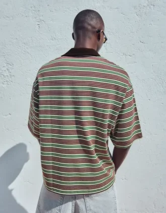 Geborduurde gestreepte poloshirt met korte mouwen – T-shirts en poloshirts