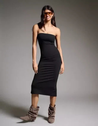Gebreide bandeau midi-jurk – Jurken en jumpsuits