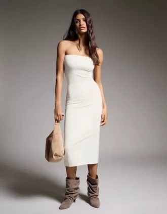 Gebreide bandeau midi-jurk – Jurken en jumpsuits