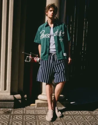 Gestreepte bermuda met handdoeklook – Bershka Lovers