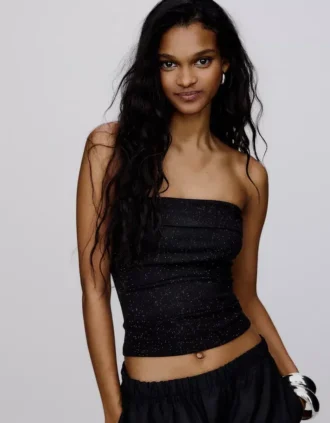 Glanzende bandeau-top