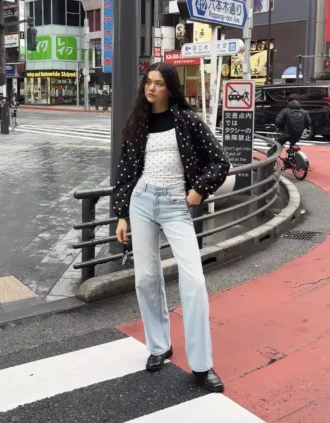 Hoge taille Straight Jeans met Wide Leg pijpen – Broeken