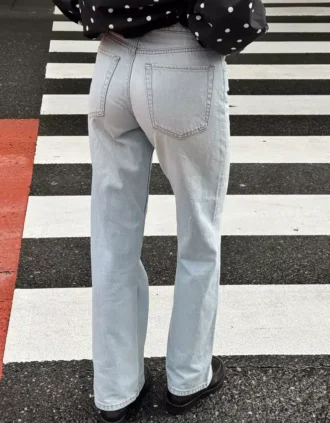 Hoge taille Straight Jeans met Wide Leg pijpen – Broeken