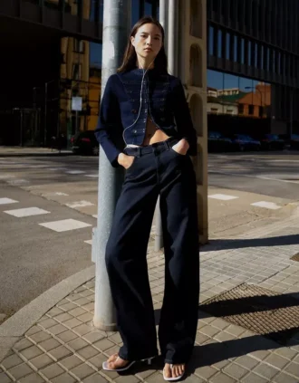 Hoge taille, Straight jeans met Wide Leg pijpen – Broeken – Dames