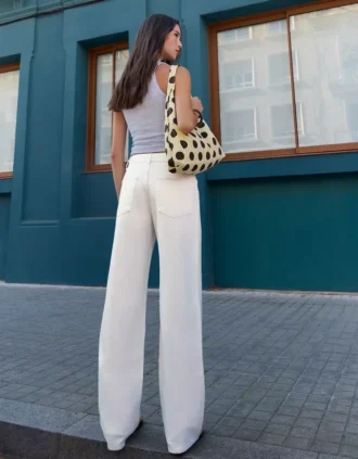 Hoge taille, Straight jeans met Wide Leg pijpen – Broeken – Dames
