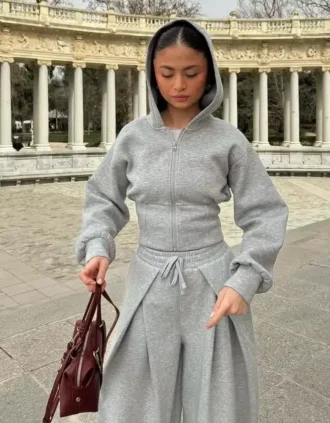 Hoodie met hoge taille en rits – #Bershkastyle – Dames