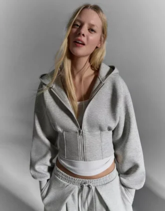 Hoodie met hoge taille en rits – #Bershkastyle – Dames