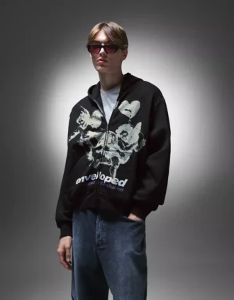 Hoodie met rits en print – Sweatshirts en hoodies