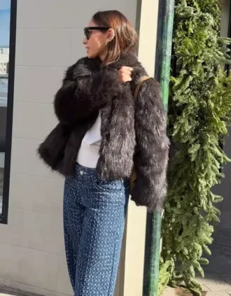 Jas met revers van nepbont – #Bershkastyle – Dames