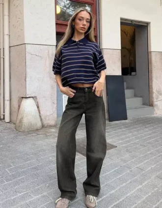 Jeans met hoge taille, rechte pijpen en Wide Leg pijpen – Broeken