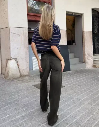 Jeans met hoge taille, rechte pijpen en Wide Leg pijpen – Broeken