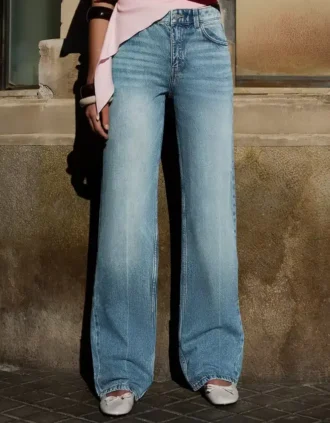 Jeans met hoge taille, rechte pijpen en Wide Leg pijpen – Broeken