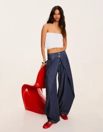Jeans met lage taille en gedraaide ballonfit – Broeken