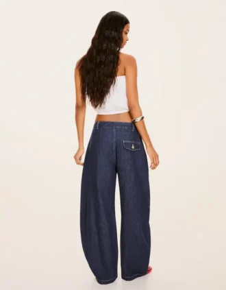 Jeans met lage taille en gedraaide ballonfit – Broeken