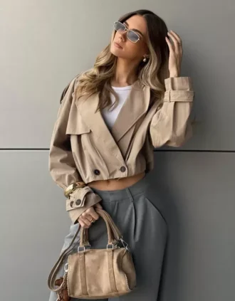 Korte trenchcoat met balloneffect