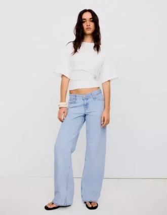 Laag uitgesneden jeans met rechte pijpen – Broeken