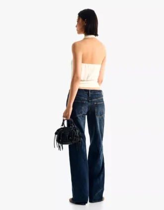 Laag uitgesneden jeans met rechte pijpen – Broeken