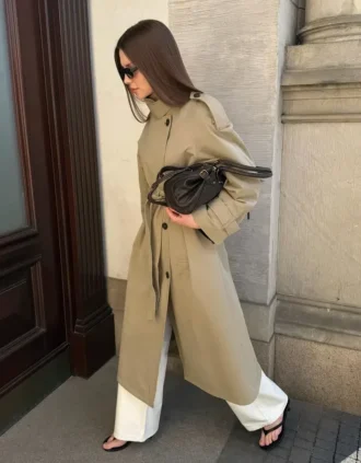 Lange trenchcoat met riem – Jassen en mantels
