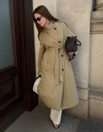 Lange trenchcoat met riem – Jassen en mantels