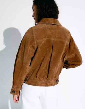 Leather suède jas met dubbele rij knopen – Jassen en trenchcoats