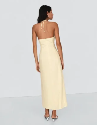 Midi-jurk met halternek van linnenmix – Jurken en jumpsuits