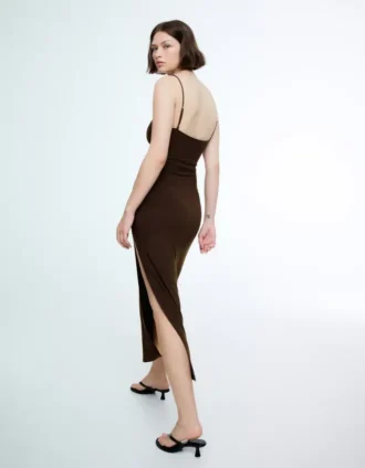 Midi-jurk met ruches en bandjes