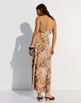 Midi-jurk van tule met dierenprint