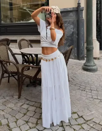 Midirok met omgeslagen tailleband