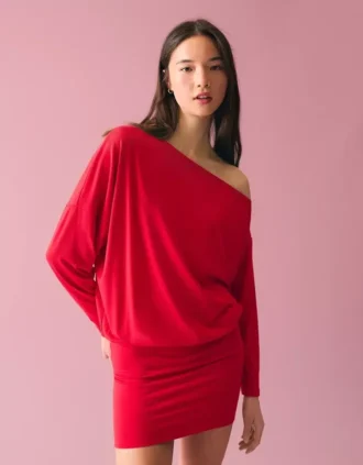 Mini-jurk met lange mouwen en getailleerde rok
