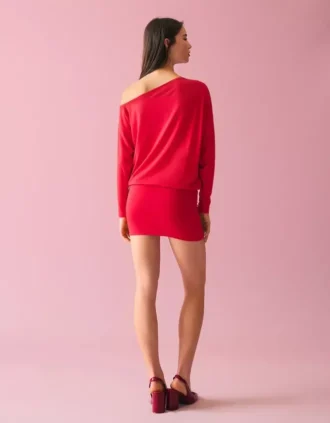 Mini-jurk met lange mouwen en getailleerde rok