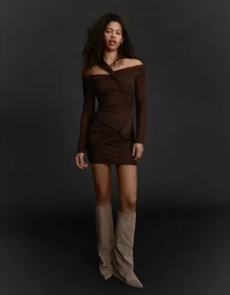 Mini-jurk met lange mouwen van tule met strikken – Jurken en jumpsuits