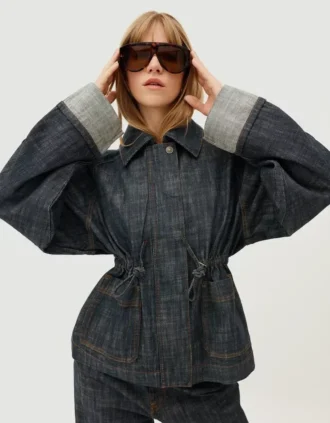 Oversize denimjas met textuur – Jassen en trenchcoats